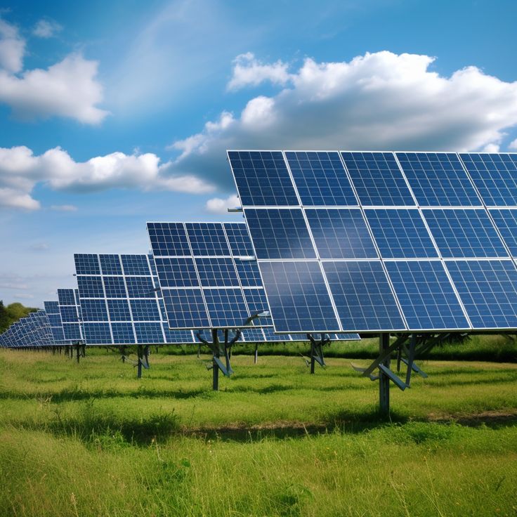 Paneles solares cielo azul